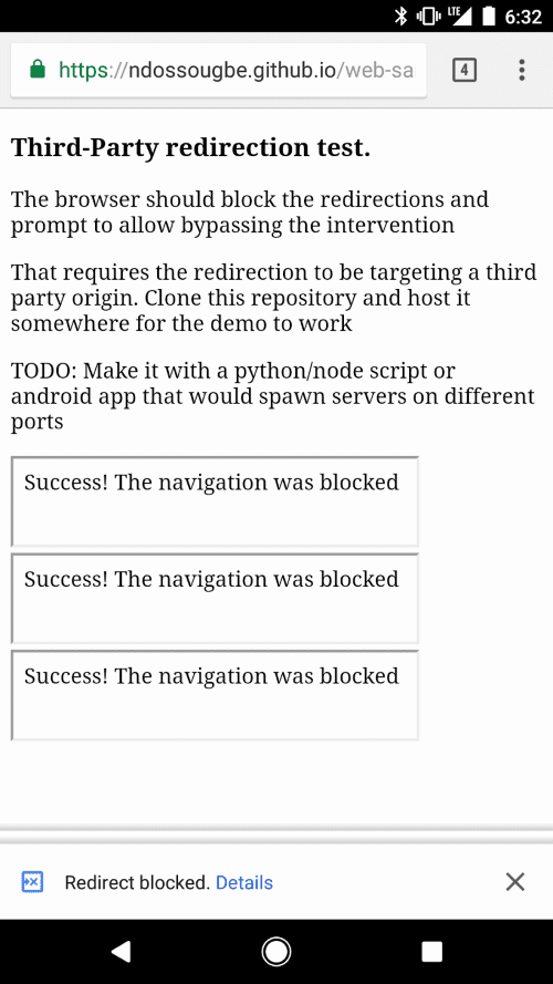 redirection blocking