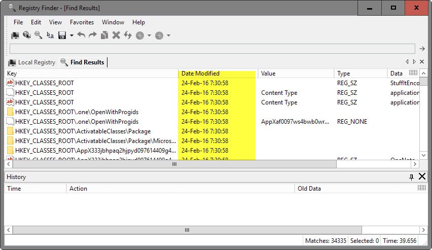 registry date modified