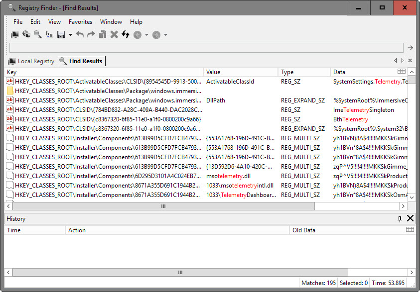 registry finder results