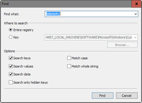 registry search