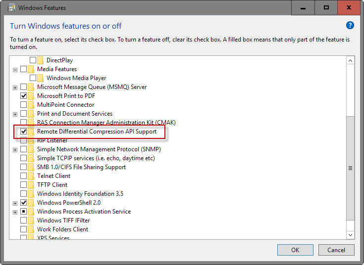 remote differential compression api support