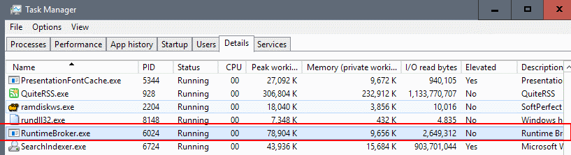 runtime broker process