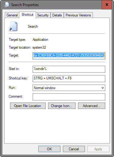 search hotkey