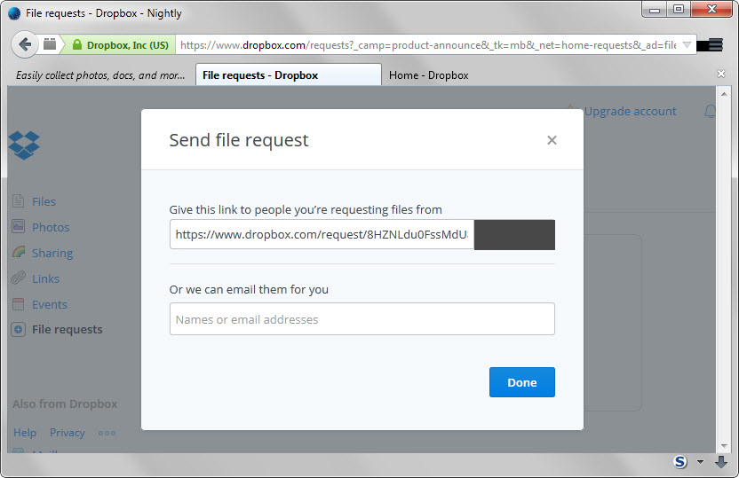 send file request