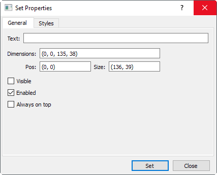 set window properties