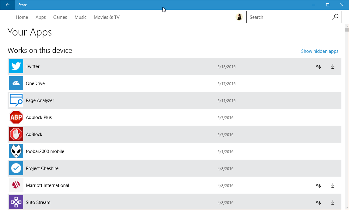 show hidden apps