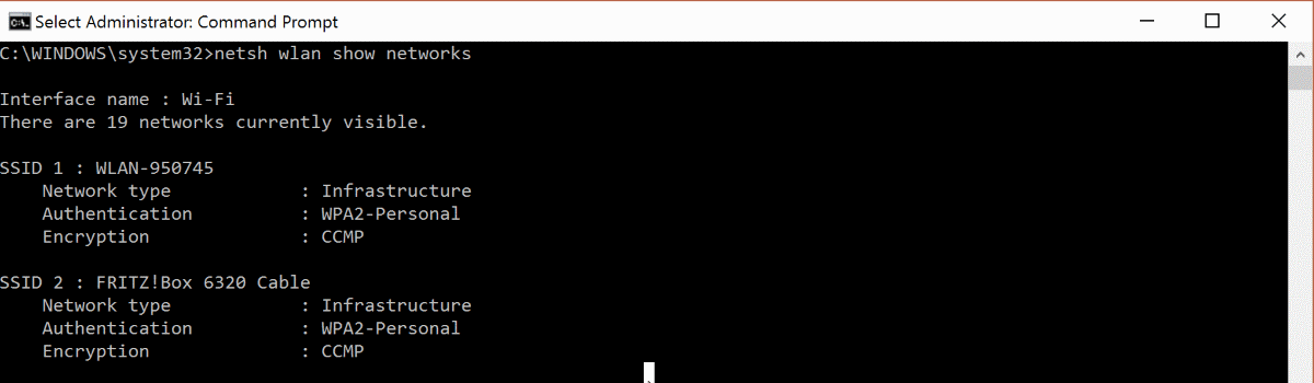 show wireless networks