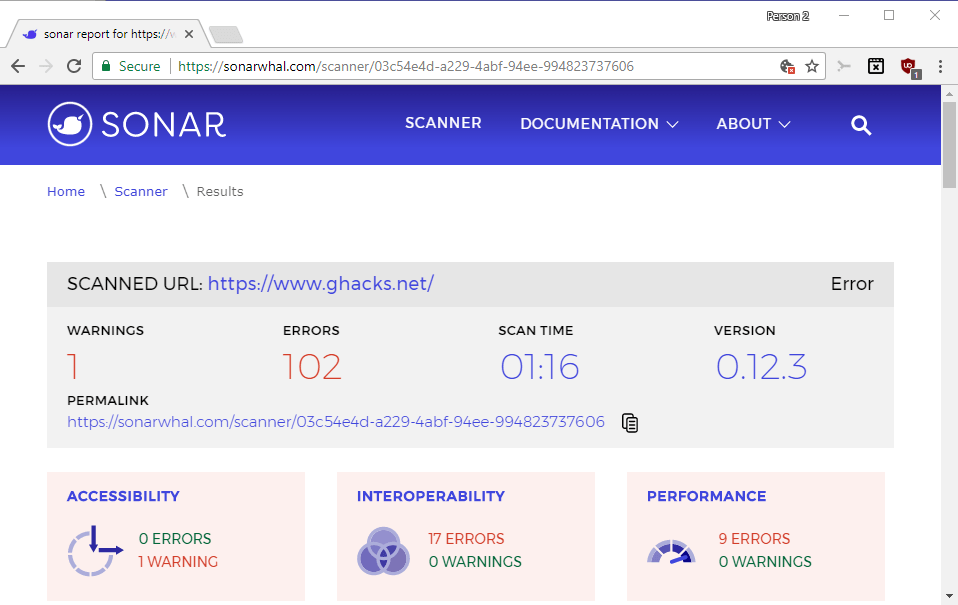sonar web scanner