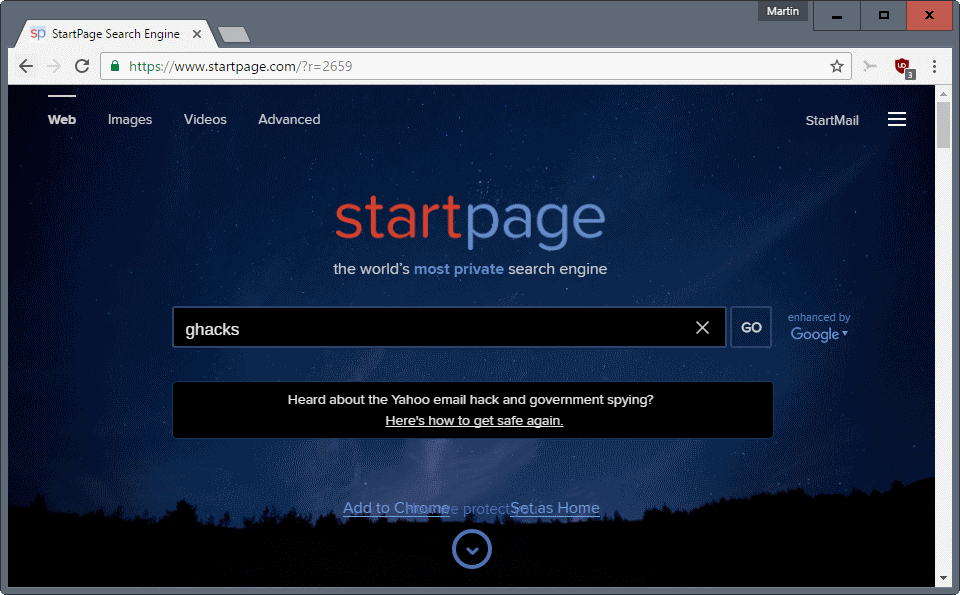 startpage tips