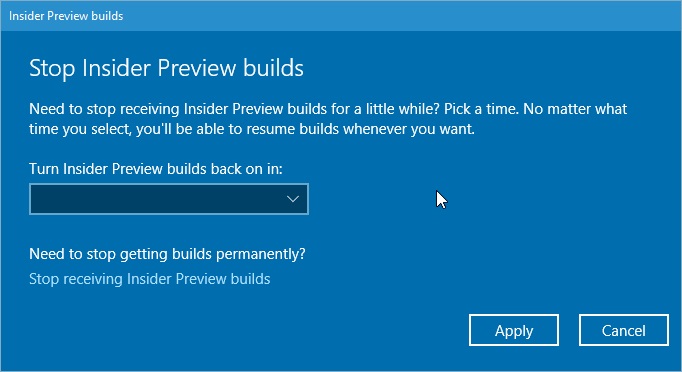 stop insider preview builds
