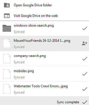 sync status google drive