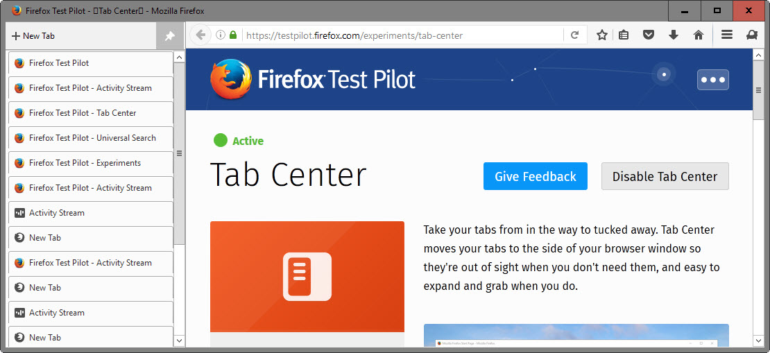 tab center