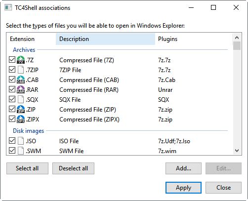 tc4shell file associations