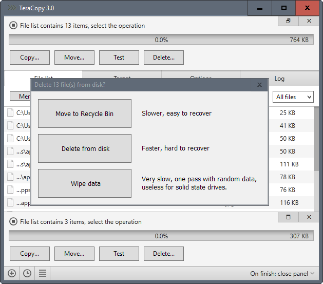 teracopy wipe files