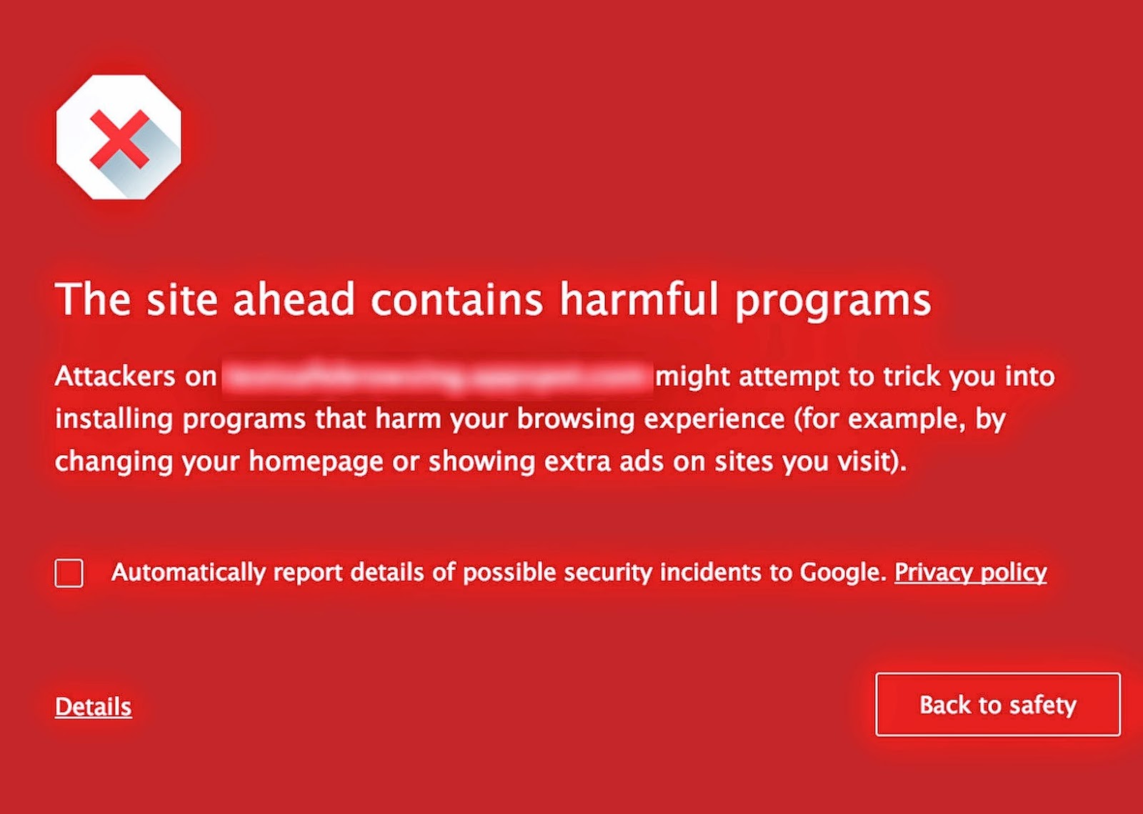 the site ahead contains harmful programs