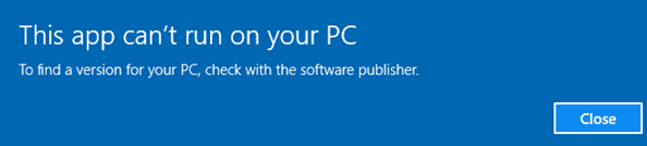 this app cant run on your pc
