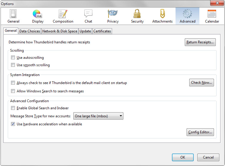thunderbird config editor