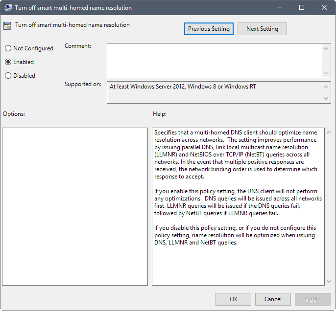 turn off smart-multi homed name resolution