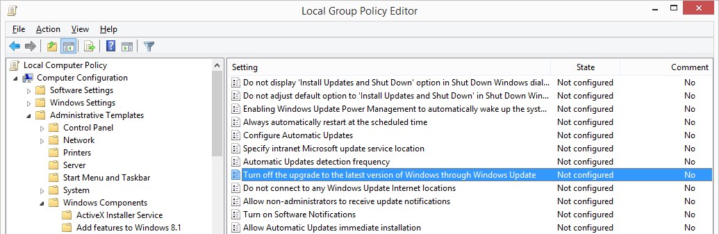 turn off windows 10 upgrade policy