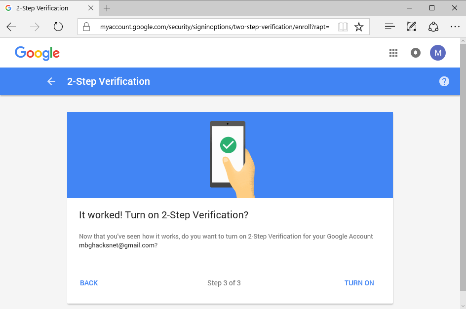 turn on -2-step verification