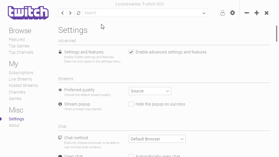 twitch preferences