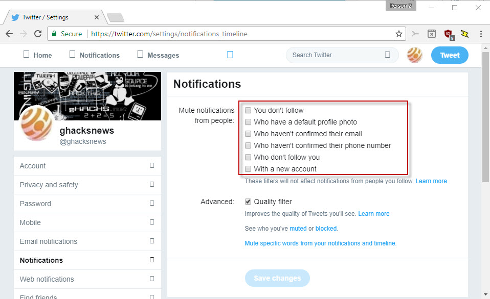 twitter mute new users