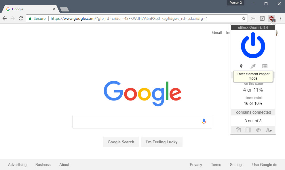 ublock origin element zapper