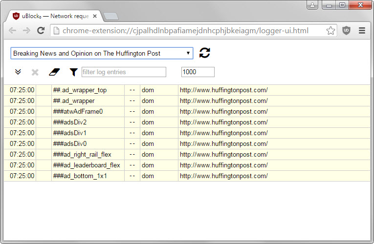 ublock origin log