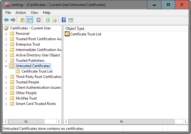 untrusted certificates