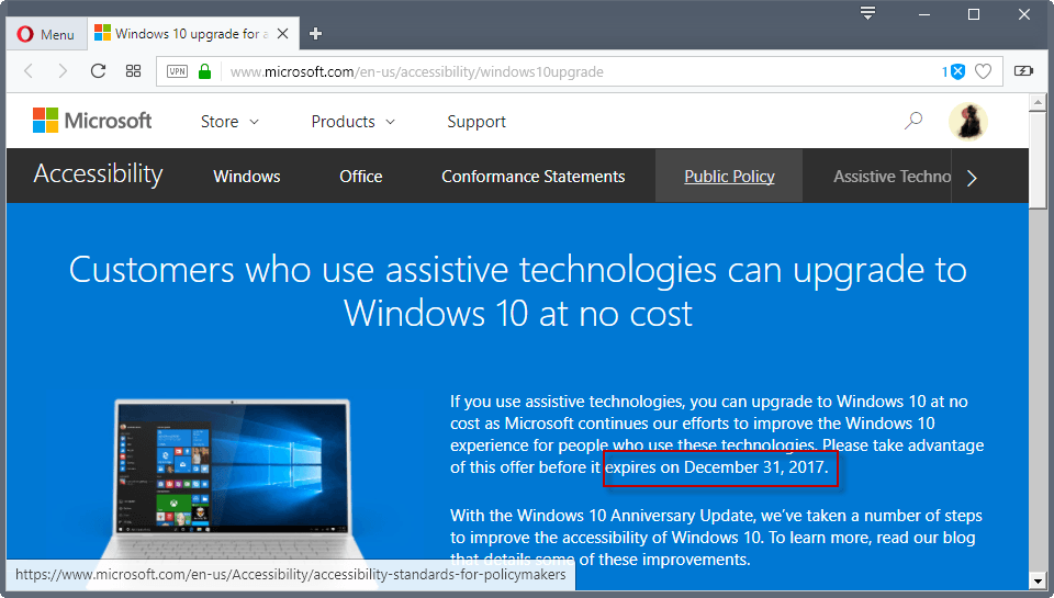 upgrade windows 10 offer expires