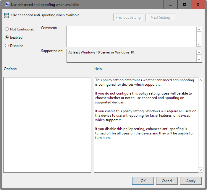 use enhanced-anti-spoofing when available