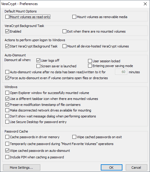 veracrypt preferences