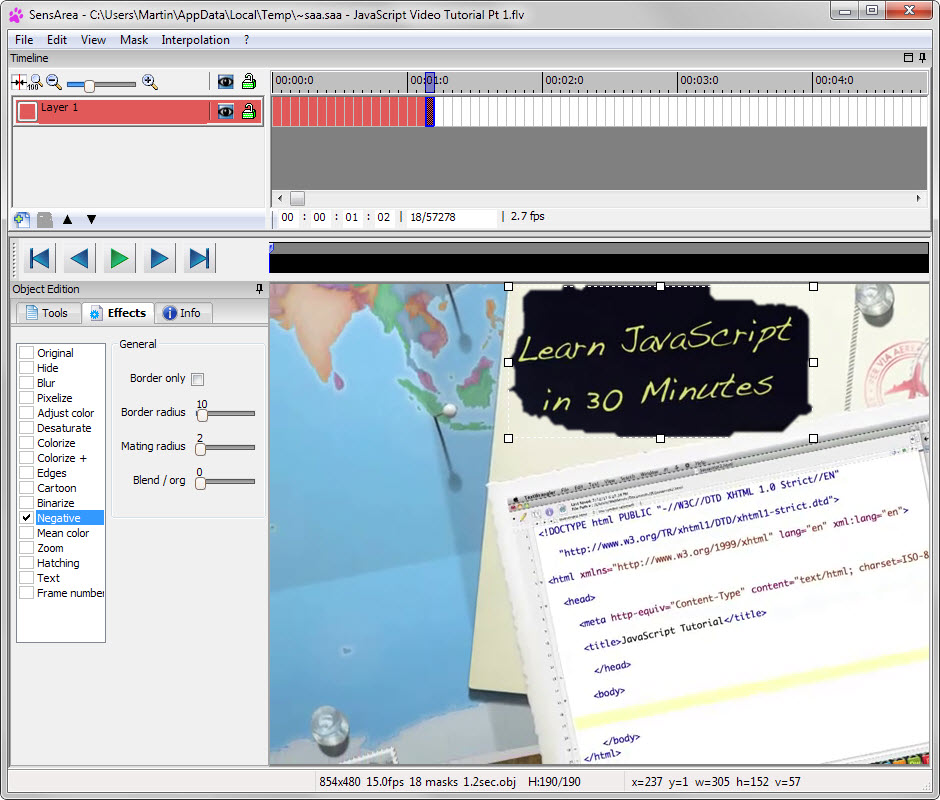 video editor track objects
