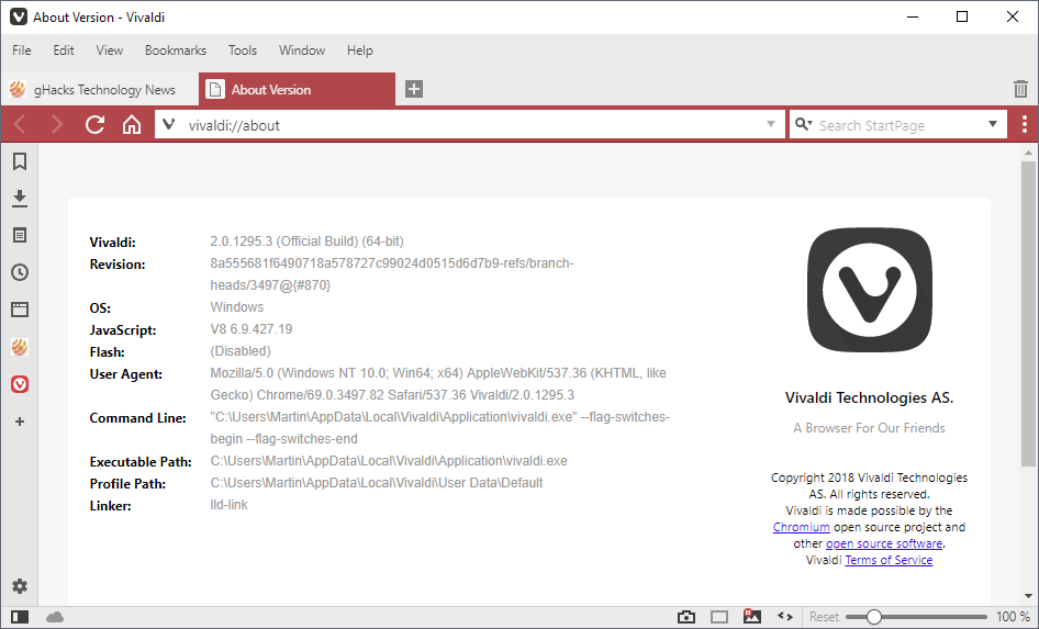 vivaldi 2.0 version