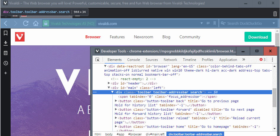 vivaldi css edit interface