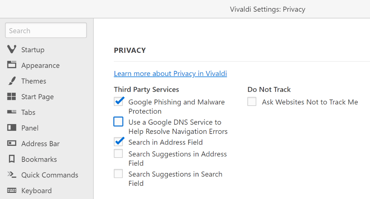 vivaldi google dns