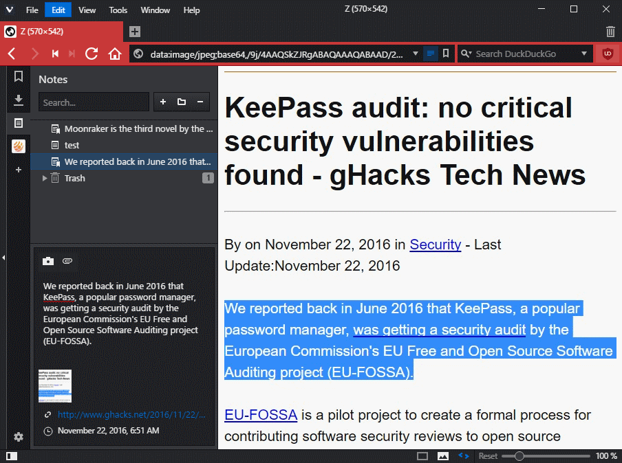 vivaldi notes screenshot