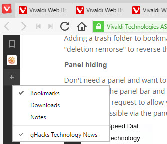 vivaldi panels