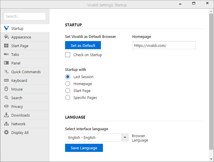 vivaldi preferences