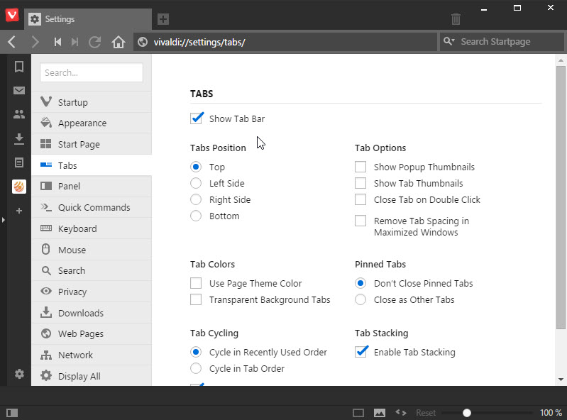 vivaldi settings