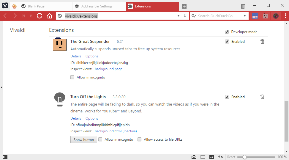 vivaldi show buttons