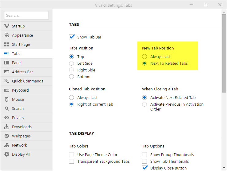vivaldi tabs