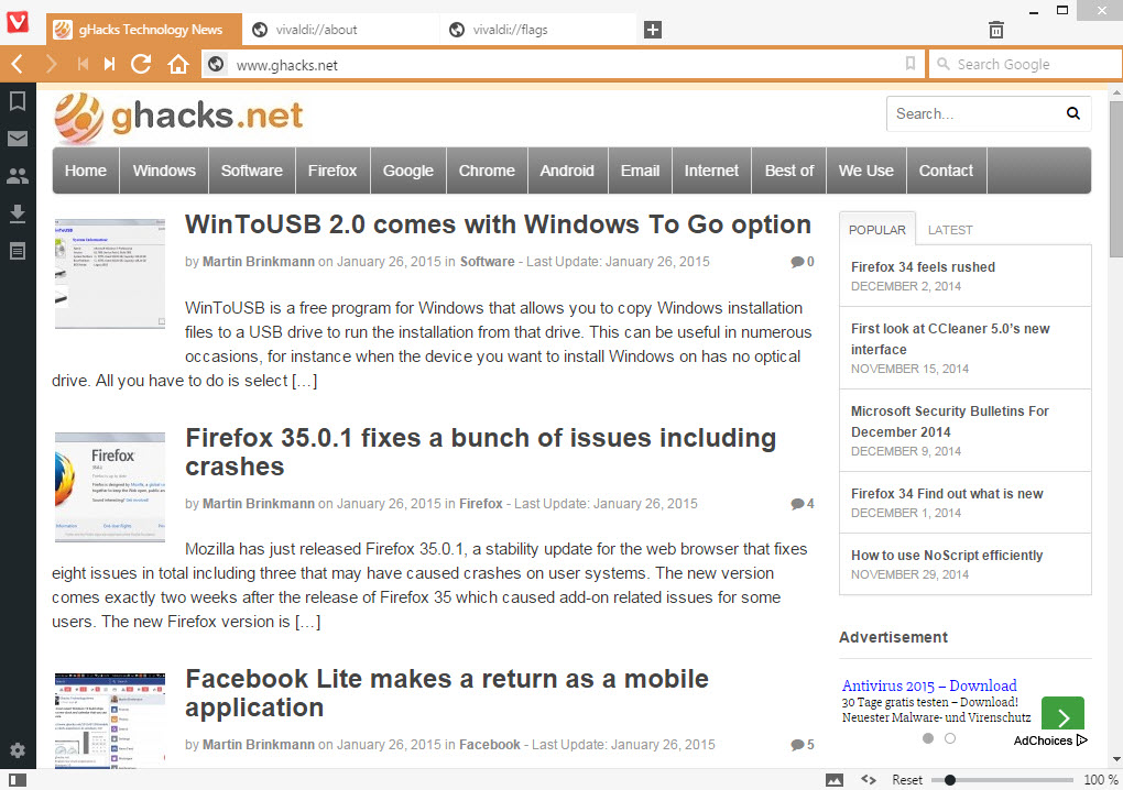 vivaldi web browser