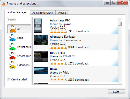 vlc extensions