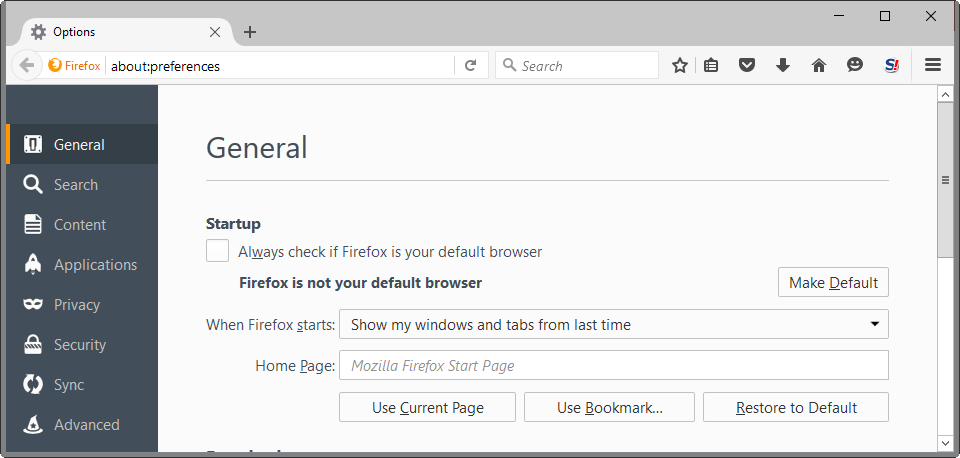 when firefox starts