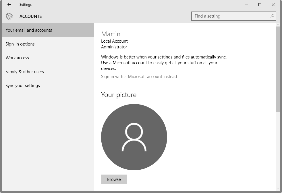 windows 10 accounts
