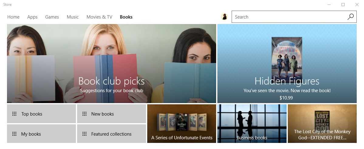 windows 10 ebook store