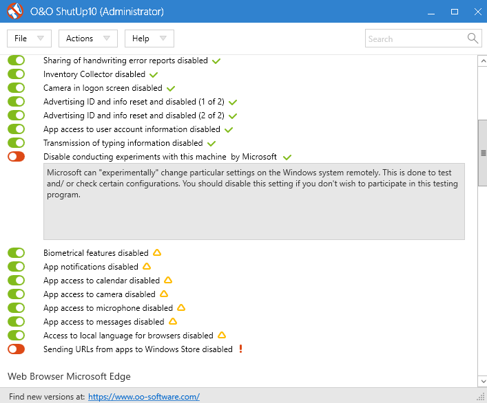 windows 10 experiments