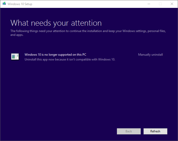 windows 10 no longer supported