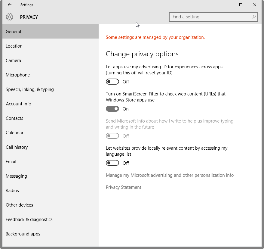 windows 10 privacy